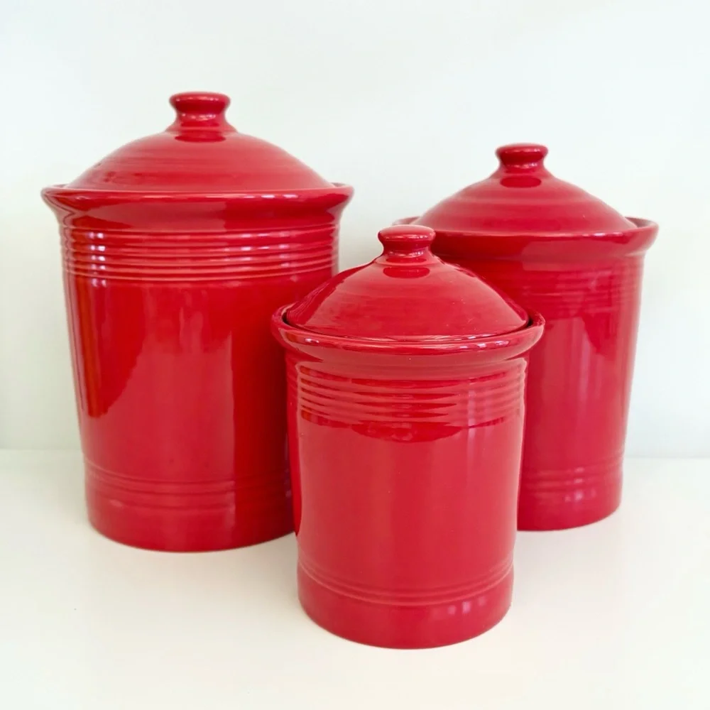 Fiestaware || Fiesta Homer Laughlin Canister Set 3pc Red